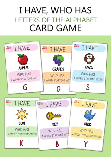 I Have, Who Has Alphabet Game | Printable ABC Letter Recognition, Beginning Sounds