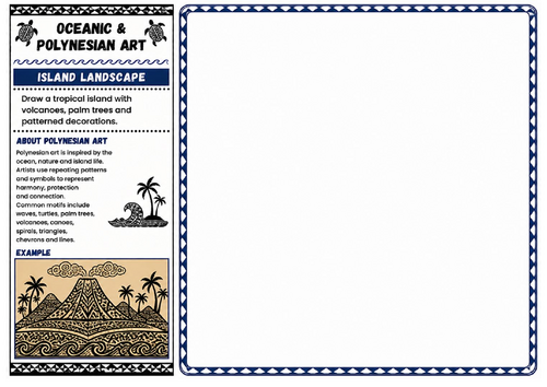 Island Landscape | Oceanic & Polynesian Art Worksheet | KS2 KS3 Tropical Drawing