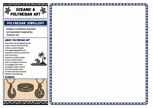 Polynesian Jewellery | Oceanic & Polynesian Art Worksheet | KS2 KS3 Design Activity