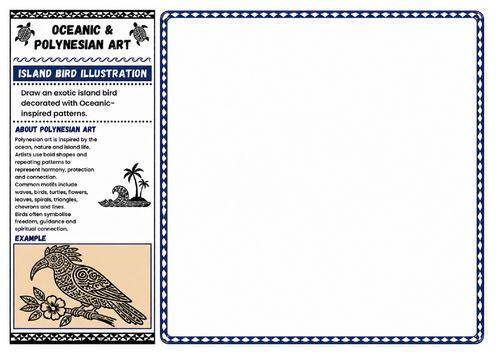 Island Bird Illustration | Oceanic & Polynesian Art Worksheet | KS2 KS3 Cultural Drawing