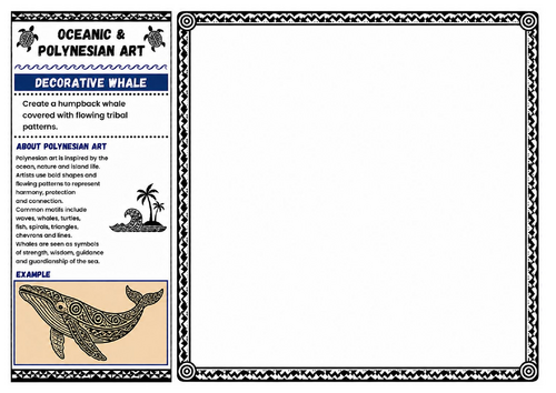 Decorative Whale | Oceanic & Polynesian Art Worksheet | KS2 KS3 Pattern Drawing
