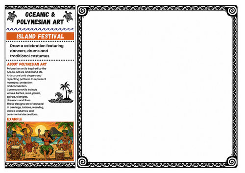 Island Festival | Oceanic & Polynesian Art Worksheet | KS2 KS3 Cultural Art Activity