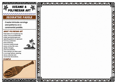 Decorative Paddle | Oceanic & Polynesian Art Worksheet | KS2 KS3 Design Activity
