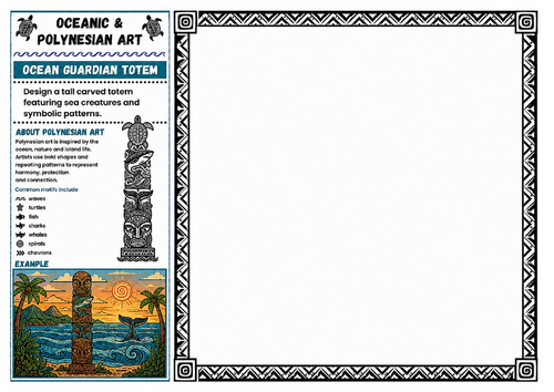 Ocean Guardian Totem | Oceanic & Polynesian Art Worksheet | KS2 KS3 Cultural Design