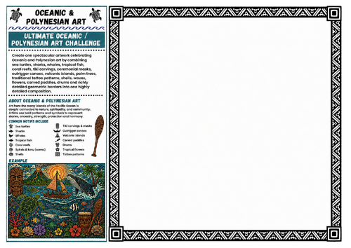 Ultimate Oceanic & Polynesian Art Challenge | KS2 KS3 Art & Design Worksheet | Cultural Art Project