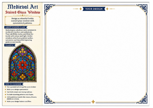 Stained Glass Window Worksheet | Medieval Art | KS2 KS3 Art & Design | Gothic Art Activity