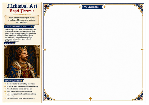 Royal Portrait Worksheet | Medieval Art | KS2 KS3 Art & Design | Medieval Portrait Activity