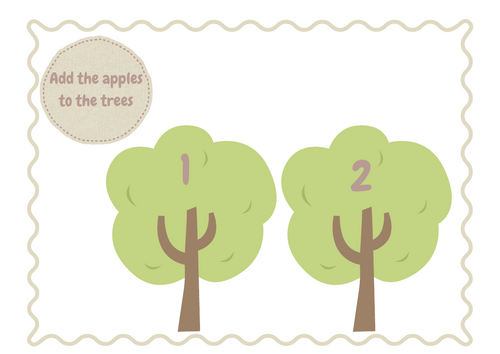 Add the apples to the trees activity - 1,2,3