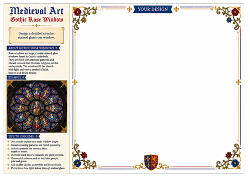 Gothic Rose Window Worksheet | Medieval Art | KS2 KS3 Art & Design | Stained Glass Activity