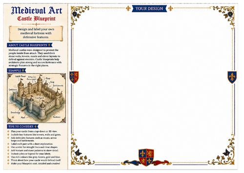 Castle Blueprint Worksheet | Medieval Art | KS2 KS3 Art & Design | Castle Design Activity
