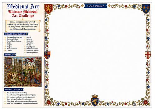 Ultimate Medieval Art Challenge Worksheet | Medieval Art | KS2 KS3 Art & Design | Cover Lesson Activ