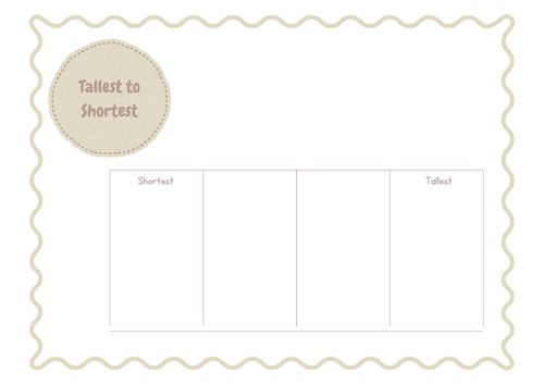 Shortest to Tallest Activity