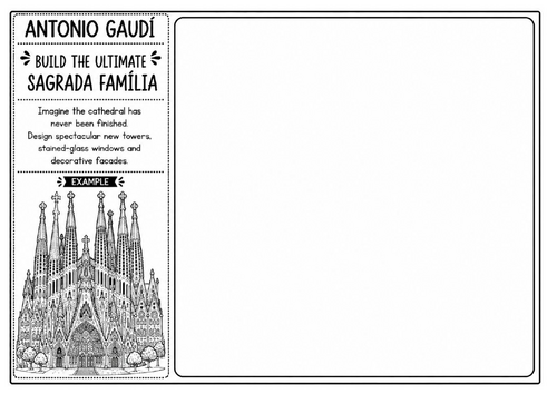 Antonio Gaudí Sagrada Família Worksheet | Architecture Drawing Challenge | KS2 KS3 Art