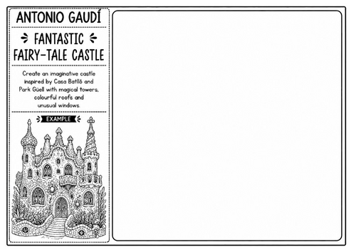 Antonio Gaudí Fairy-Tale Castle Worksheet | Fantasy Architecture Activity | KS2 KS3 Art