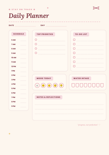 Daily Student Planner Printable PDF