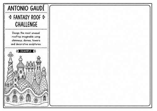 Antonio Gaudí Fantasy Roof Worksheet | Creative Architecture Drawing | KS2 KS3 Art