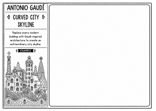Antonio Gaudí City Skyline Worksheet | Fantasy Architecture Challenge | KS2 KS3 Art