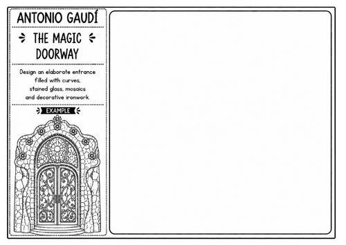 Antonio Gaudí Magic Doorway Worksheet | Decorative Architecture Drawing | KS2 KS3 Art