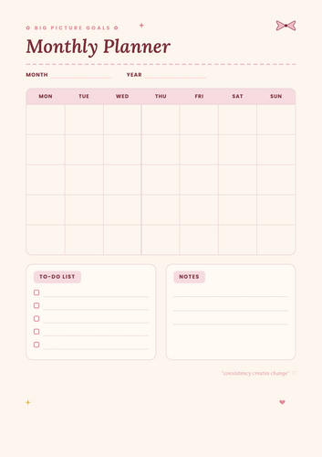 Monthly Student Planner Printable