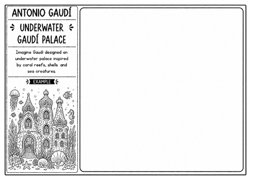 Antonio Gaudí Underwater Palace Worksheet | Fantasy Architecture Activity | KS2 KS3 Art