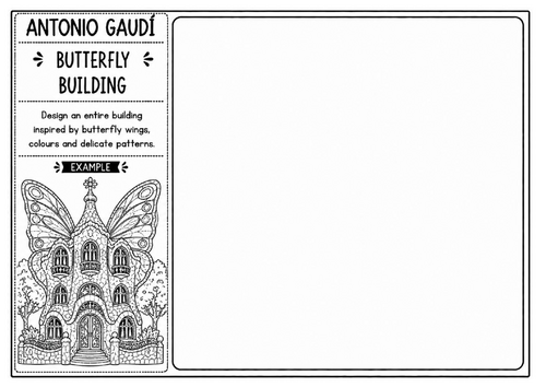 Antonio Gaudí Butterfly Building Worksheet | Nature Inspired Architecture | KS2 KS3 Art