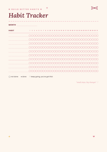 Habit Tracker Printable PDF
