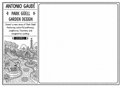 Antonio Gaudí Park Güell Garden Worksheet | Landscape Design Activity | KS2 KS3 Art