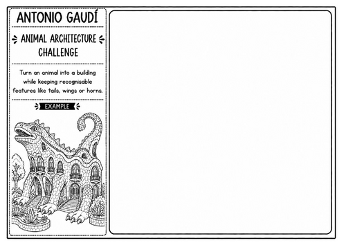 Antonio Gaudí Animal Architecture Worksheet | Creative Building Design | KS2 KS3 Art
