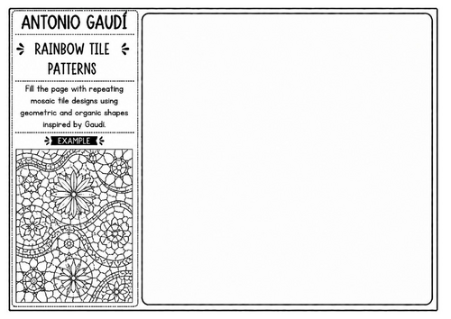 Antonio Gaudí Mosaic Pattern Worksheet | Decorative Design Activity | KS2 KS3 Art