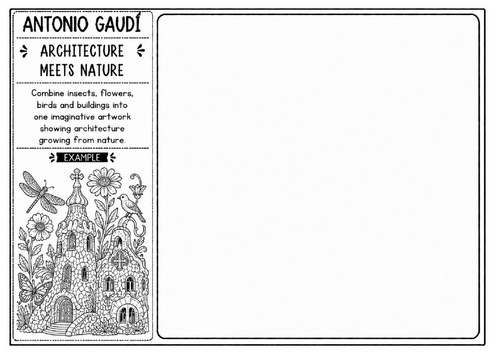 Antonio Gaudí Architecture Meets Nature Worksheet | Creative Drawing Activity | KS2 KS3 Art