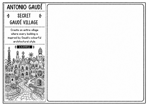 Antonio Gaudí Secret Village Worksheet | Fantasy Architecture Drawing | KS2 KS3 Art