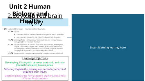 AAQ Health and Social Care Unit 2 Human Biology & Health 2.20 Acquired brain injury