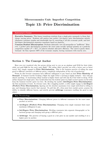 Secondary Economics Cover Work: Price Discrimination