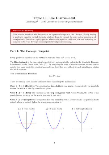 KS5 / AS Level Pure Maths Cover Lesson: The Discriminant (No Prep)