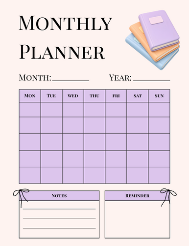Purple Digital Aesthetic Planner Monthly