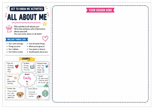 All About Me Worksheet | Back to School Ice Breaker | Student Introduction Activity | KS2 KS3