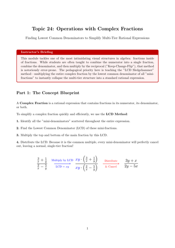 Ready-to-Teach Resource: Operations with Complex Fractions | Cover Work & Home Learning