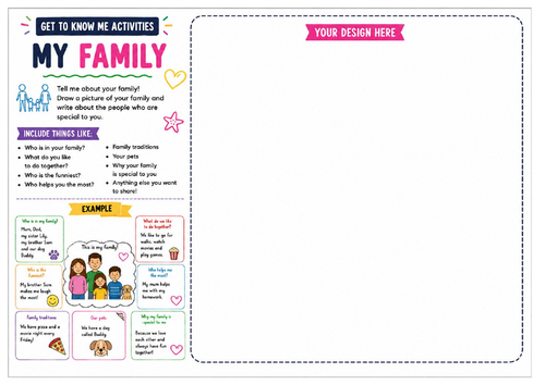 My Family Worksheet | Get to Know Me Activity | PSHE | Back to School | KS2 KS3