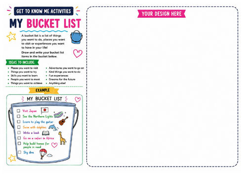 My Bucket List Worksheet | Aspirations Activity | Back to School | KS2 KS3