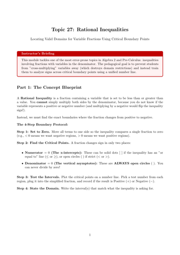 Ready-to-Teach Resource: Rational Inequalities | Cover Work & Home Learning