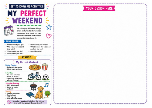My Perfect Weekend Worksheet | Creative Writing Activity | Back to School | KS2 KS3