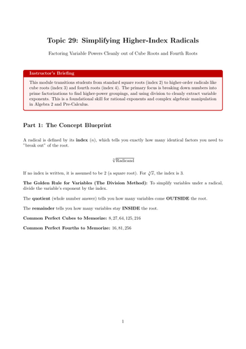 Ready-to-Teach Resource: Simplifying Higher-Index Radicals | Cover Work & Home Learning
