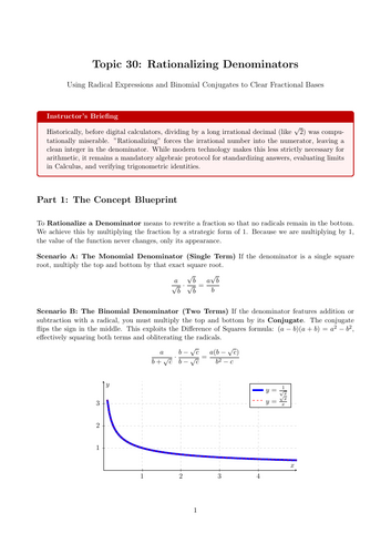 Ready-to-Teach Resource: Rationalizing Denominators with Radicals | Cover Work & Home Learning