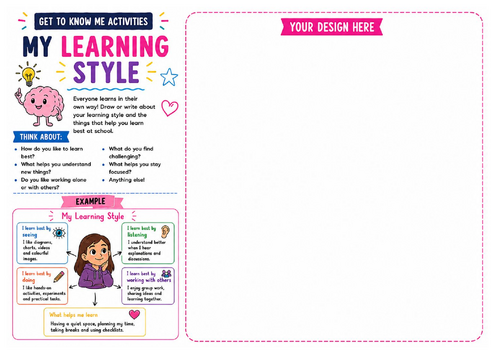 My Learning Style Worksheet | Student Reflection Activity | PSHE | KS2 KS3