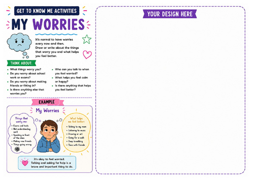 My Worries Worksheet | Wellbeing & Transition Activity | PSHE | KS2 KS3