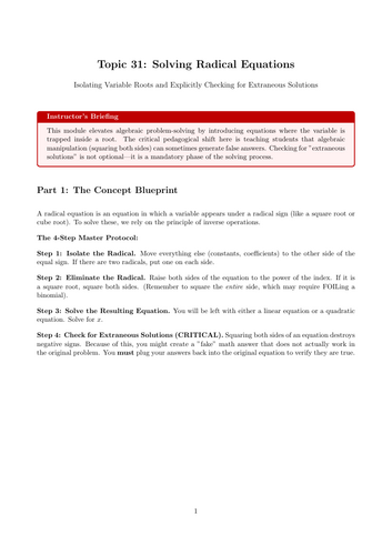 Ready-to-Teach Resource: Solving Radical Equations | Cover Work & Home Learning