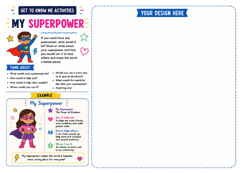 My Superpower Worksheet | Creative Writing & Drawing Activity | Back to School | KS2 KS3