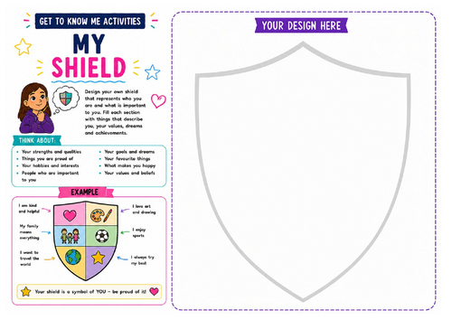 My Shield Worksheet | Personal Identity & Values Activity | KS2 KS3