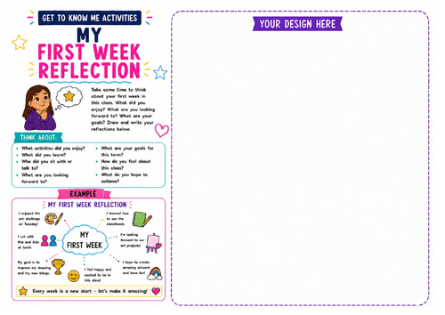 My First Week Reflection Worksheet | Back to School Review Activity | KS2 KS3