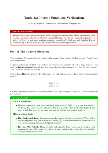 Ready-to-Teach Resource: Inverse Functions Verification | Cover Work & Home Learning
